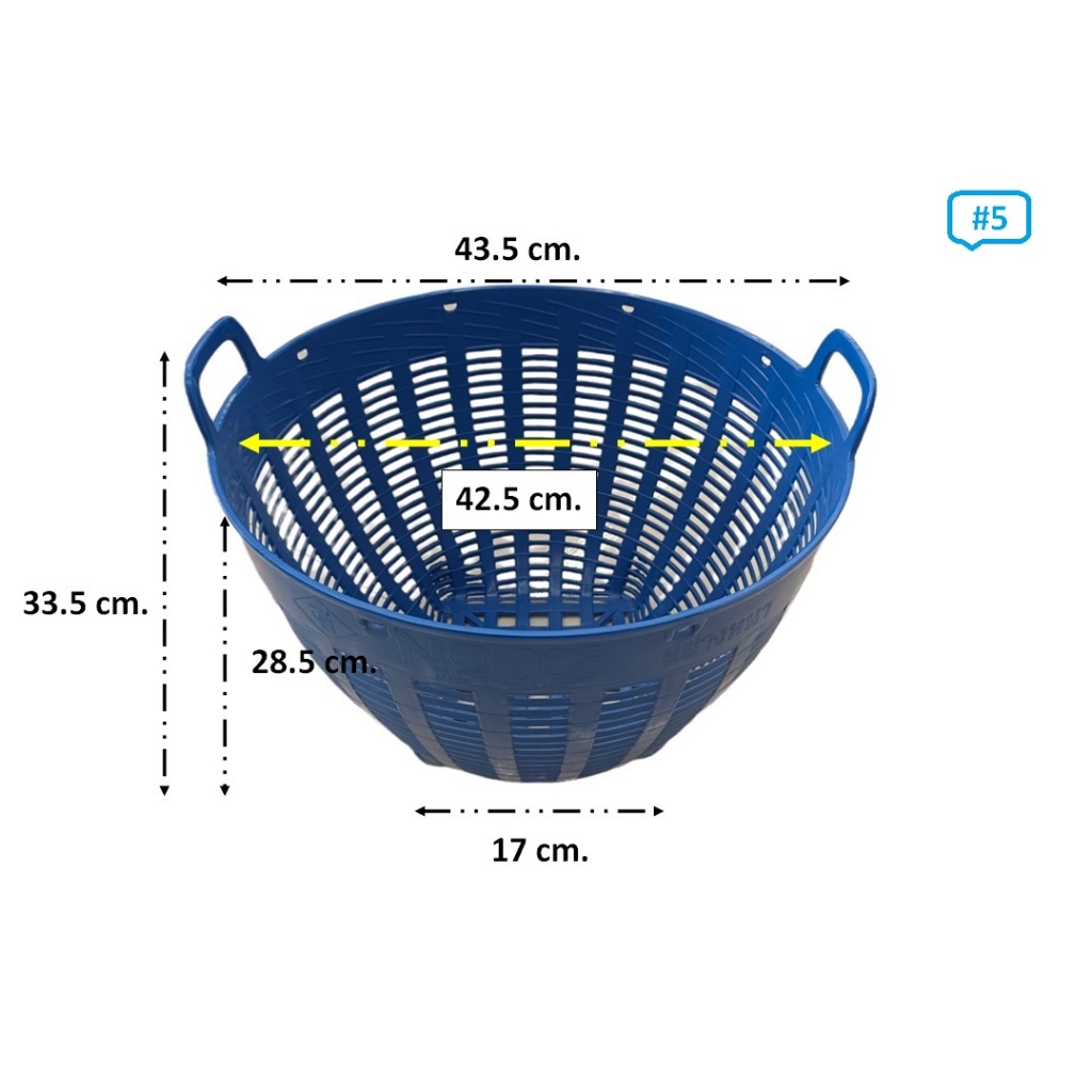 เข่งเบอร์ 5 แพ็ค 12-36 ใบ ต่อ1คำสั่งซื้อ ประหยัดค่าส่ง เนื้อเหนียวนิ่ม HDPE บรรจุ15kg.Ø44 x 33cm. ราคา ถูกที่สุด ดีลบีเคเค แกลเลอรีภาพที่ 2