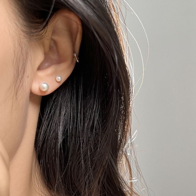 Suwann.na [ราคาต่อคู่] ต่างหู ต่างหูเงินแท้ ต่างหูมุกน้ำจืด มุกแท้ ขนาด 5, 7mm รูปที่ 8