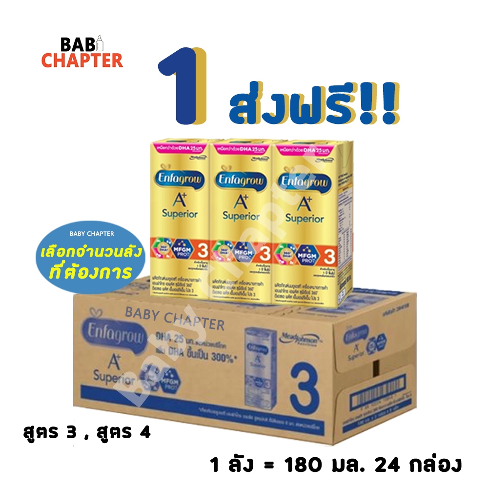 ส่งฟรี! Enfagrow A+ Superior สูตร 3 เอนฟาโกร เอพลัส ซุพีเรียร์ 360 กล่องสีทอง 180 มล 24 กล่อง นม นมจ