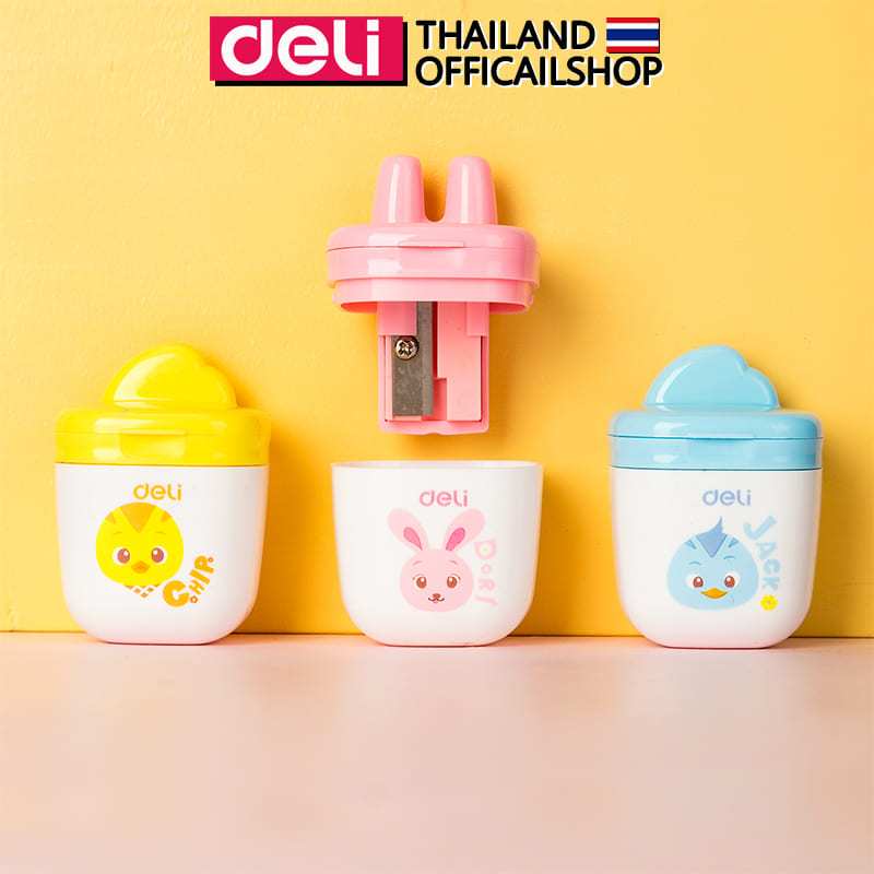 กบเหลาดินสอ 1 รู Deli กบ กบเหลาแฟนซี สีสันสดใส สุดน่ารัก เครื่องเขียน อุปกรณ์การเรียน พกพาสะดวก (แพ็ค 1 ชิ้น)