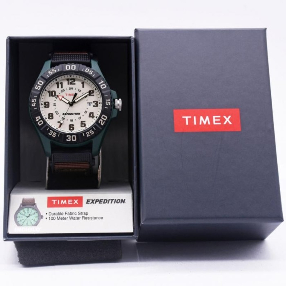 TIMEX TW4B26500 Expedition® Acadia Rugged นาฬิกาข้อมือผู้ชาย สายผ้า สีน้ำตาล หน้าปัด 42 มม.
