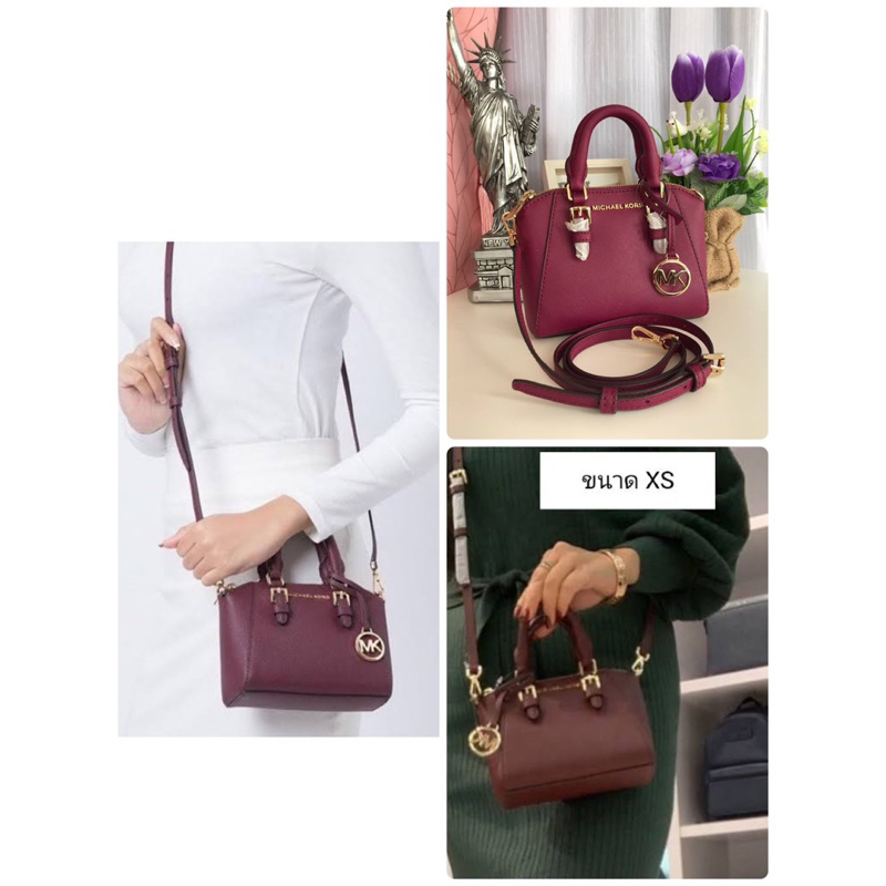 (ผ่อน0%) กระเป๋าสะพายข้าง ✨พร้อมส่ง✨ #mk  ✨Michael Kors ✨ Giftables Bedford mini Xbody สีแดง Magenta