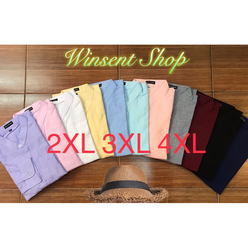 👔เสื้อเชิ้ตคอจีนแขนยาวไซด์ใหญ่👔 2XL,3XL ,4XLคัตคิ้งเนี๊ยบมากกกก