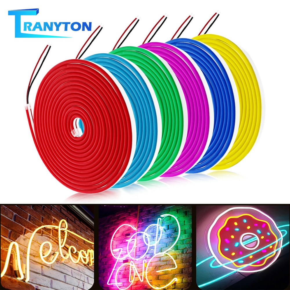 ไฟนีออนแต่งห้องไฟเส้น มี 10 สี  12V ไฟนีออน SMD IP67กันน้ำ ยืดหยุ่น สามารถเปลี่ยนรูปร่างได้ ไฟติดผนังในห้องนอน