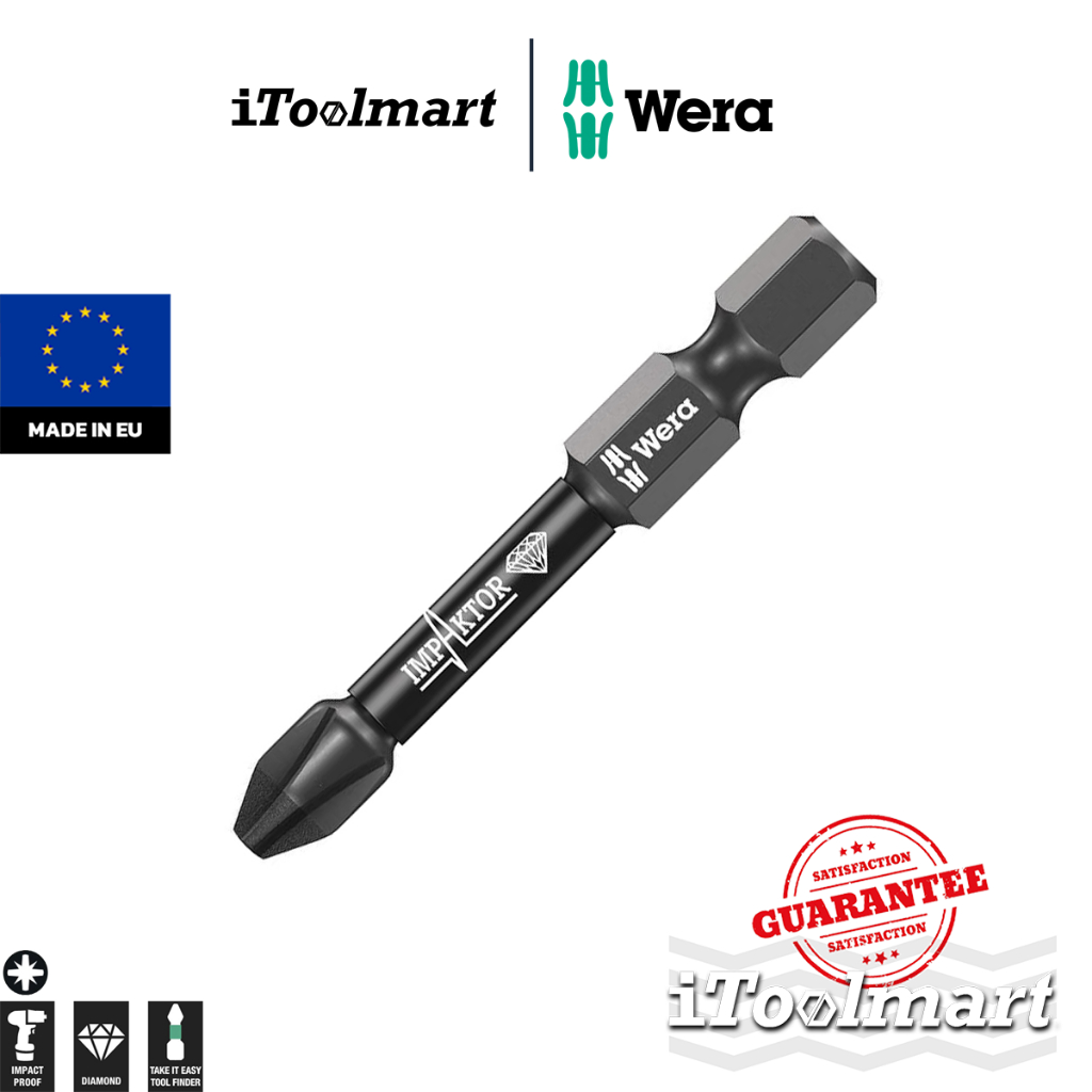WERA ดอกไขควงหัวแฉก PZ2 ขนาด 50 mm. 855/4 IMP DC bits 05073961001