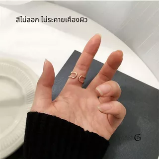 GLAMOR แหวนเงินแท้ รุ่น Cold Wind สีทอง ดีไซน์มินิมอลเกาหลี ของขวัญ ให้แฟน ปรับไซส์ได้ ใส่สวยมาก