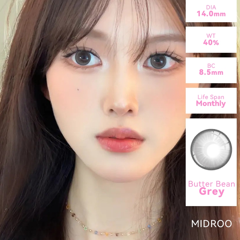 【COD】MIDROO[-1.00~-8.00]คอนแทคเลนส์บิ๊กอาย สีกาแฟนมเกาลั 🌈Buttered Bean🌈  ขนาดมินิ -14.2mm - 5