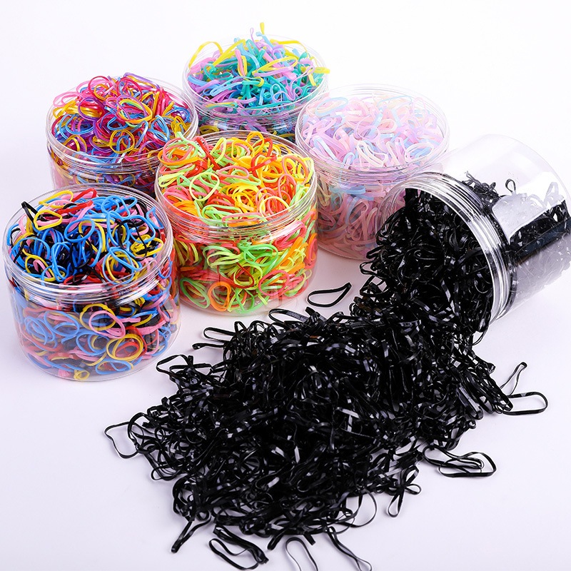 พร้อมส่ง 800 เส้น/กระปุก ยางรัดผมขนาดเล็ก มีความยืดหยุ่นสูง