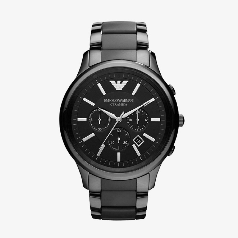 EMPORIO ARMANI นาฬิกาข้อมือผู้ชาย รุ่น AR1452 Ceramica Chronograph Black Dial - Black