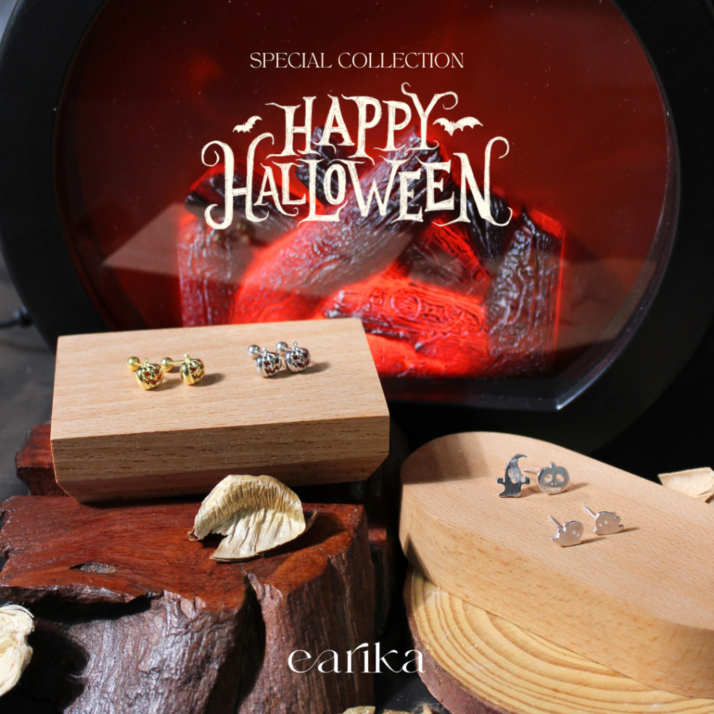 earika.earrings - Halloween collection ต่างหูและจิวเม็ดกลม ตีมฮาโลวีน (3 แบบ) เงินแท้ เหมาะสำหรับคนแพ้ง่าย