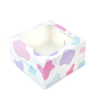 (BB31 Minimal) กล่องใส่เค้กครึ่งปอนด์ /คัพเค้ก 4 ชิ้น ขนาด 16x16x9 cm. แพ็คละ 10 ใบ