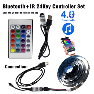 ไฟเส้นRGB LED Strip USB SMD 5050 DIY ไฟเส้น ยืดหยุ่น DC5V 1M-5M RIBBON LED RGB เปลี่ยนไปตามเสียงเพลง ติดตั้งอยู่หลังทีวี