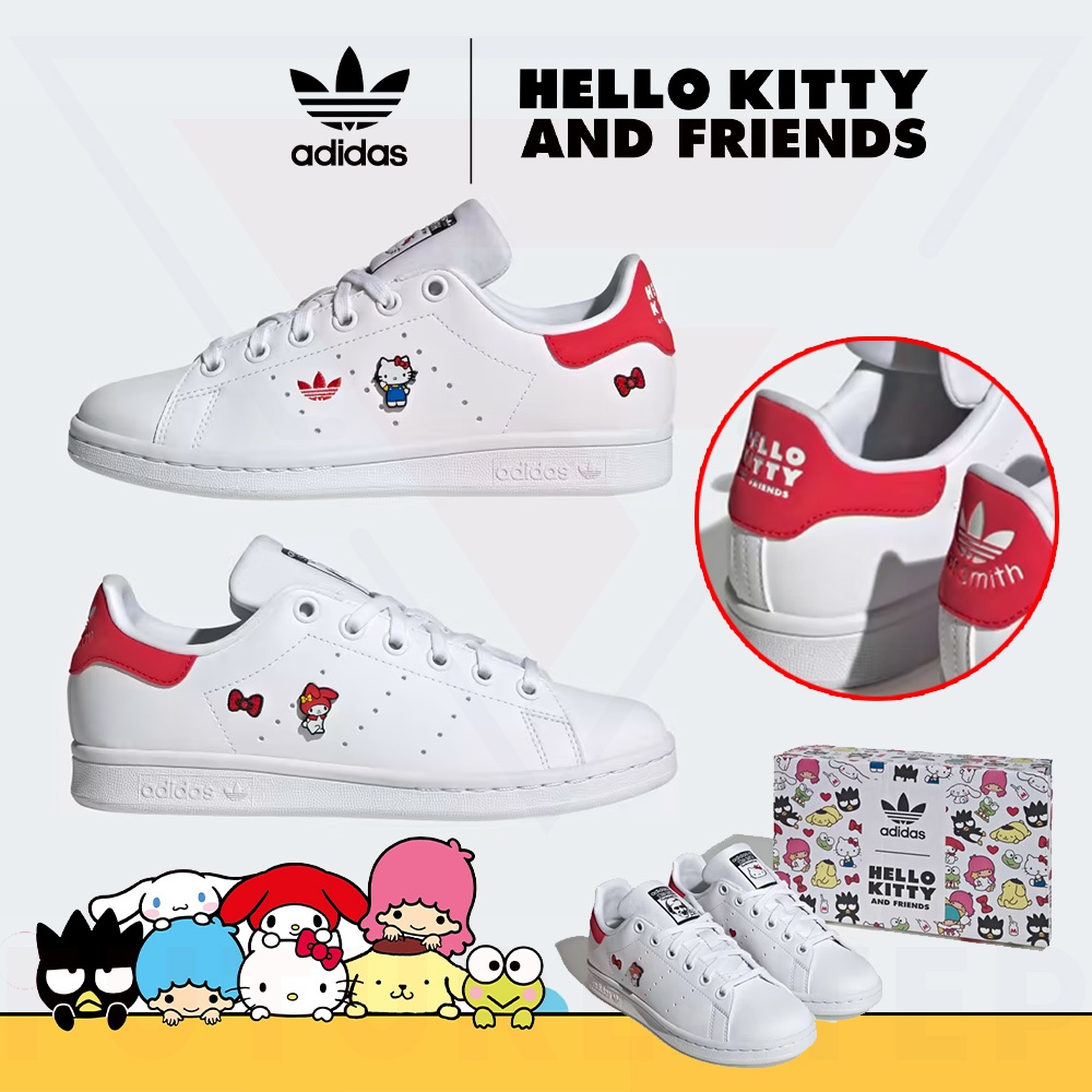 [adidas x Hello Kitty] รองเท้าผ้าใบเด็ก adidas Stan Smith J ลายคิตตี้