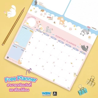 The Artist Collection Table Planner | Kuro&Friends แพลนเนอร์A3รูปน้องแมว เขียนเดือนและวันที่ได้