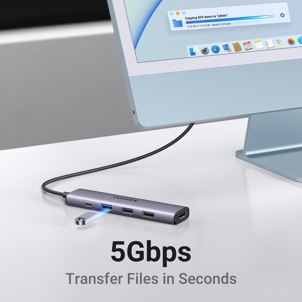 UGREEN อะแดปเตอร์ USB HUB Type C รองรับสูงสุด 10in1 HDMI 4K 30Hz, USB2.0-3.0, PD, SD/TF, RJ45