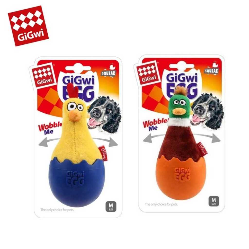 GIGWI EGG ของเล่นสุนัข ตุ๊กตาล้มลุก รูปไก่กับเป็ดมีเสียงปี๊ป สินค้านำเข้าโดยร้าน Goodie Dogs