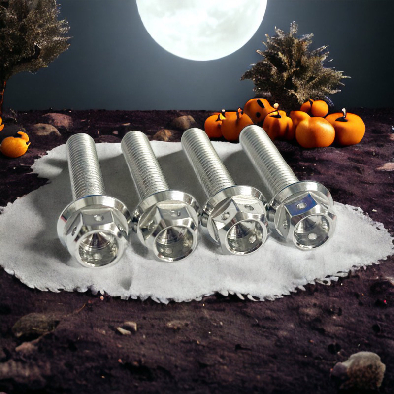 น็อตยึดกันตก W125i ปลาวาฬ W125i 2019 Led W125i 2023 เฟือง/เจาะ/สนามและงานกลึงมือ 1 ชุด 4 ตัว มีลายให