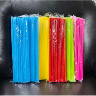 หลอดดูดน้ำ แบบยาวพิเศษ 33 cm (10ห่อ) พลาสติก หลอดน้ำ ขนาด 30 กรัม คละสี