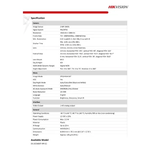 HIKVISION DS-2CE56D0T-IRP (C) (2.8 MM.) กล้องวงจรปิดระบบ HDTVI ความละเอียด 2 MP ปรับระบบไม่ได้ BODY PLASTIC