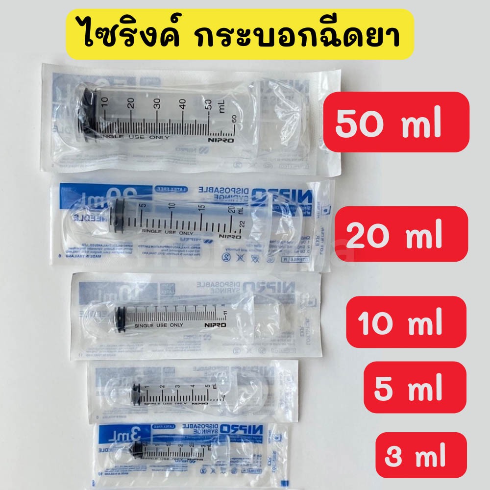 ไซริงค์ syringe Nipro ไซริ้ง ไซลิงค์ ไซริ้ง ไซลิ้งล้างจมูก กระบอกฉีดยา syring ขนาด 3 5 10 20 50 ml ล้างจมูก
