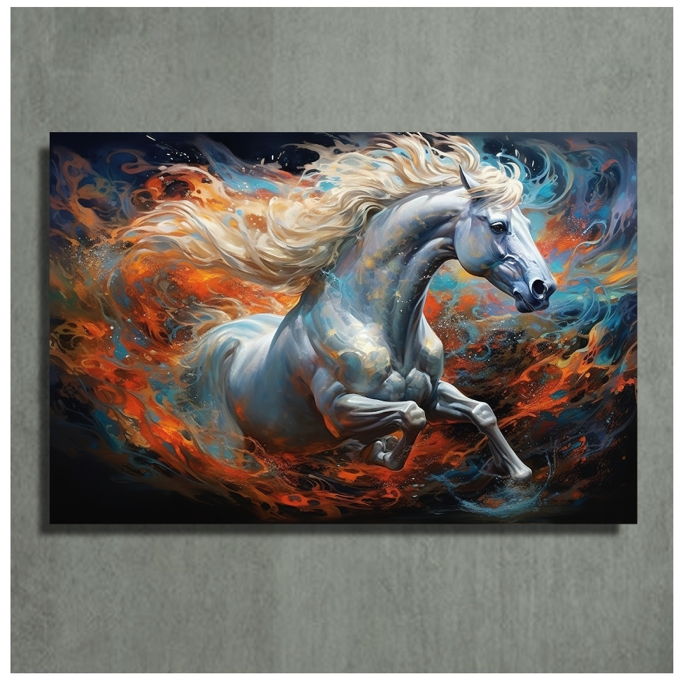 ภาพม้า สีหมอก ทะยานสู่ความสำเร็จ ขนาด 60 x 90 cm