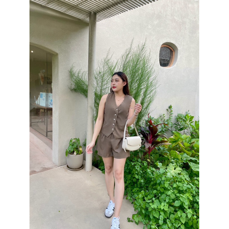 Cicishop(5102)ชุด Set เสื้อกั๊กแขนกุด+กางเกงขาสั้น ผ้าดีใส่สบาย ลุคสาวเท่ห์ควรมี ราคา ถูกที่สุด ดีลบีเคเค แกลเลอรีภาพที่ 8