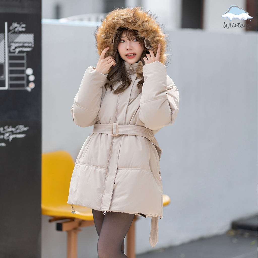 [ Igloo Belt Coat ]​ 3 สี I เสื้อโค้ท โค้ท มีฮู้ด ขนเฟอร์ ถอดได้ ด้านในบุซับในทั้งตัว กันหนาว + เข็มขัดคาดเอว - รูปที่ 5