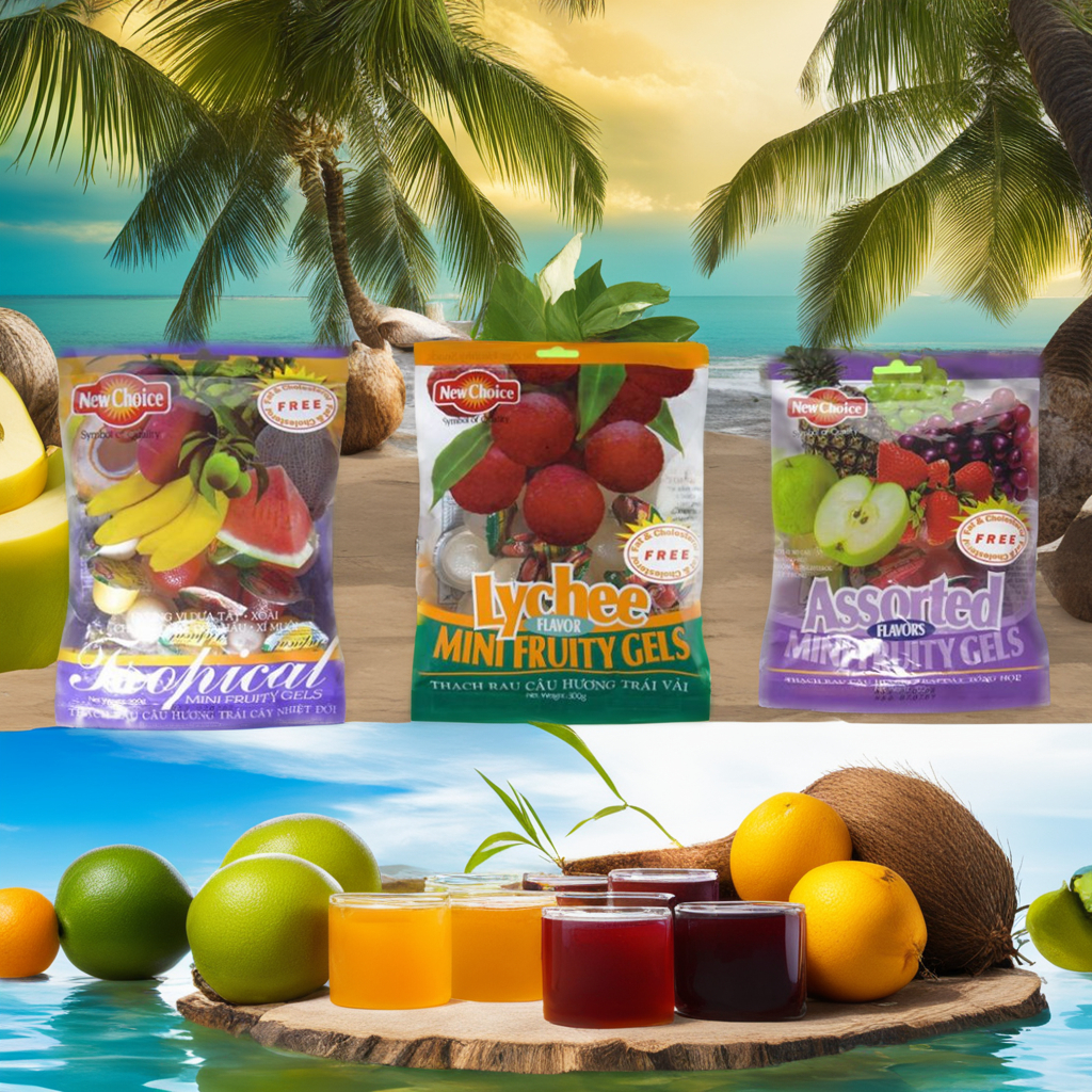 New Choice นิวช้อยส์ เจลลี่ผลไม้รวม 3 รสชาติ (ทรอปิคอล,ลิ้นจี่,ผลไม้รวม) 300g