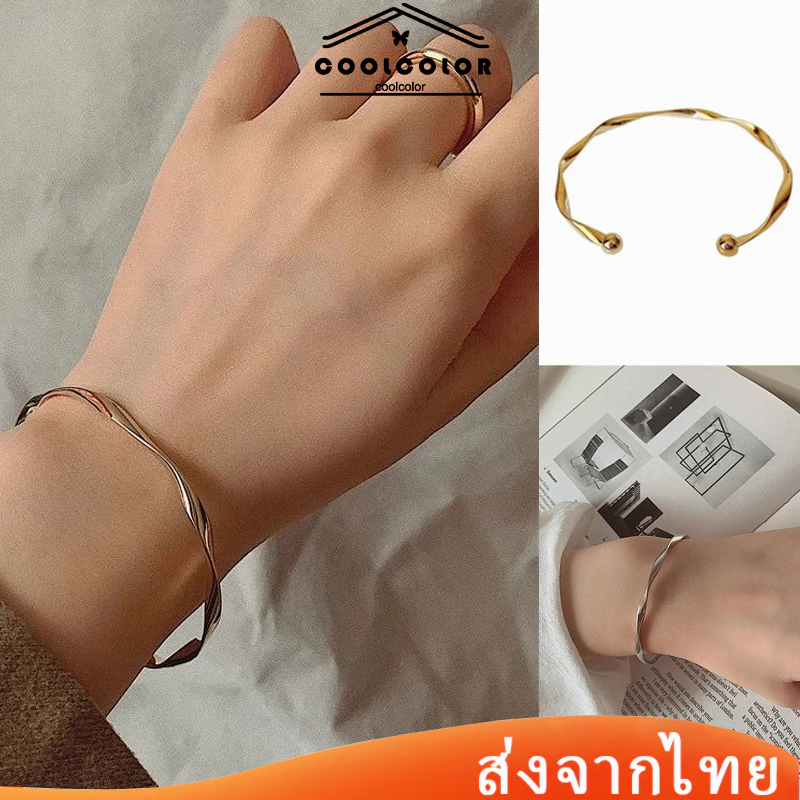 ในไทย💖สร้อยข้อมือสไตล์เรียบง่ายแบบเปิดแฟชั่นสไตล์เกาหลีสําหรับผู้หญิงเข้ากับทุกการแต่งกาย.COD