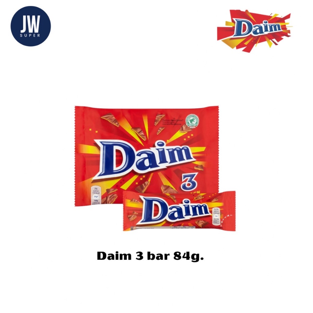 Daim Chocolate Bar ช็อกโกแลตดาอิม  มี 3 ชิ้น/ห่อ ขนาด 84 กรัม(g.) Mars Bounty BBE: 21/08/2026