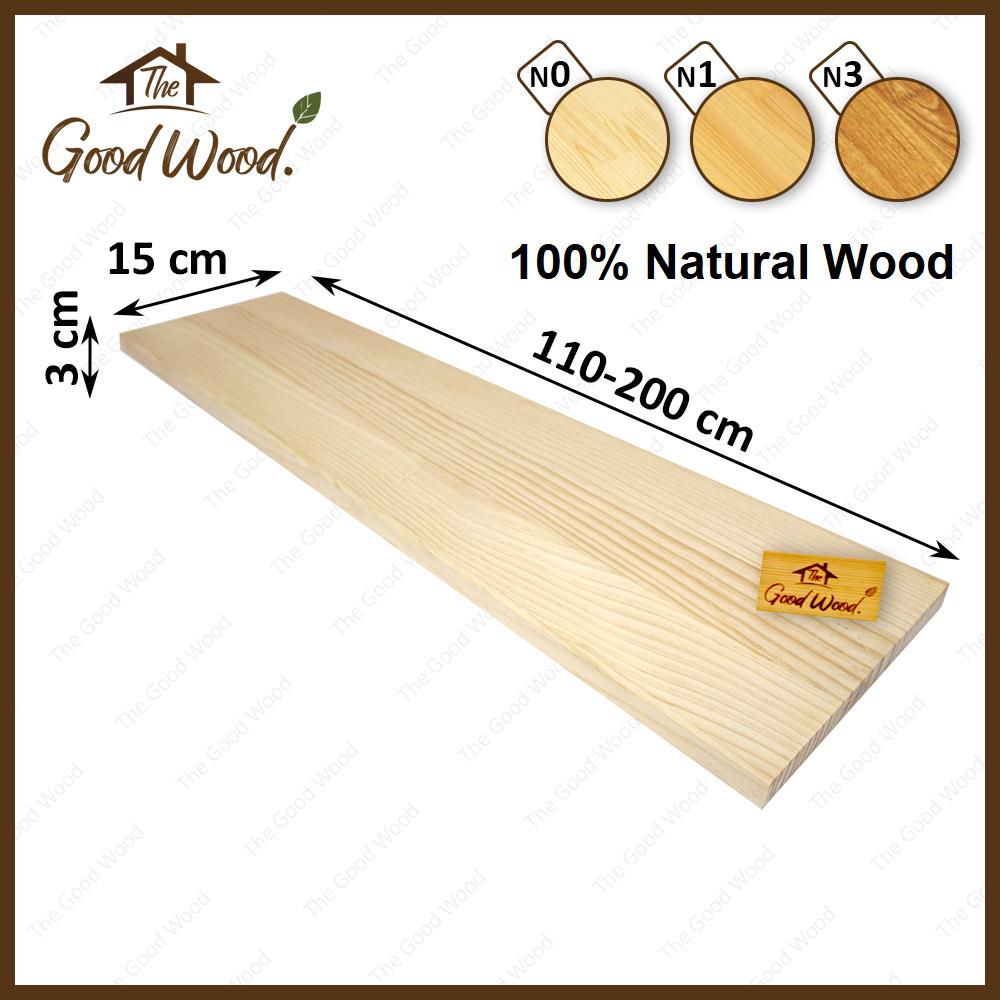 (จัดส่ง 1-2 วัน) ชั้นวางของไม้สน AB หนา 30 mm.กว้าง 15 cm.x 110-200 cm.ต่อลายเส้นตรง ไม้สนประสานนอก