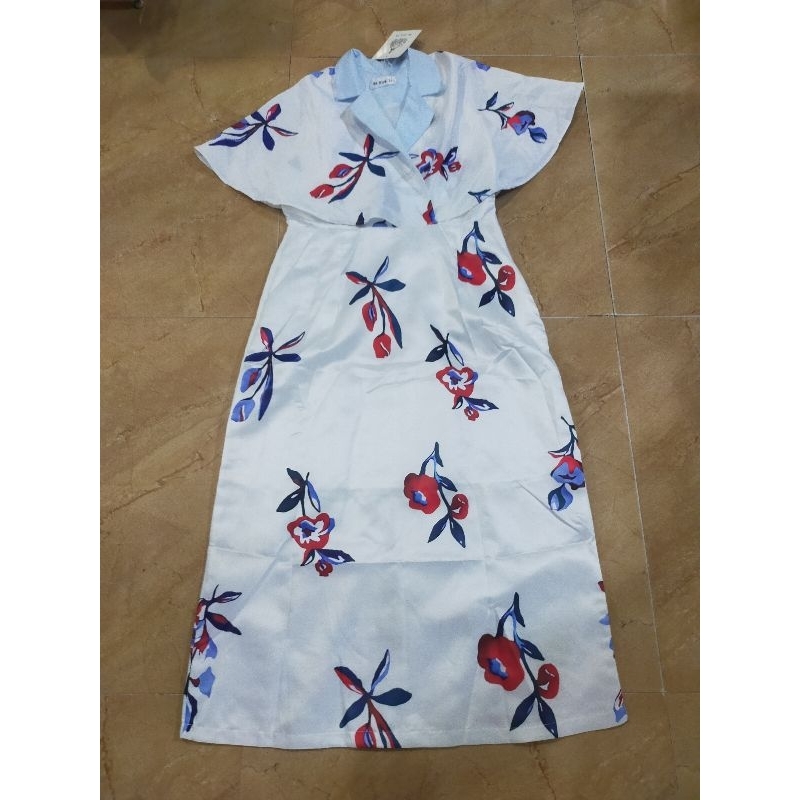 (มือ1)ป้าย Bo Rich Ta(XL)::เดรสคอปกแขนล้ำทรงตรงลายดอก