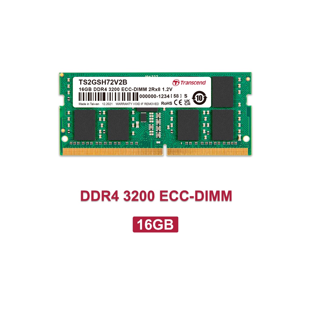 Transcend RAM-Memory for SERVER DDR4 3200 16GB ECC SO-DIMM รับประกันตลอดอายุการใช้งาน-มีใบกำกับภาษี-TS2GSH72V2B