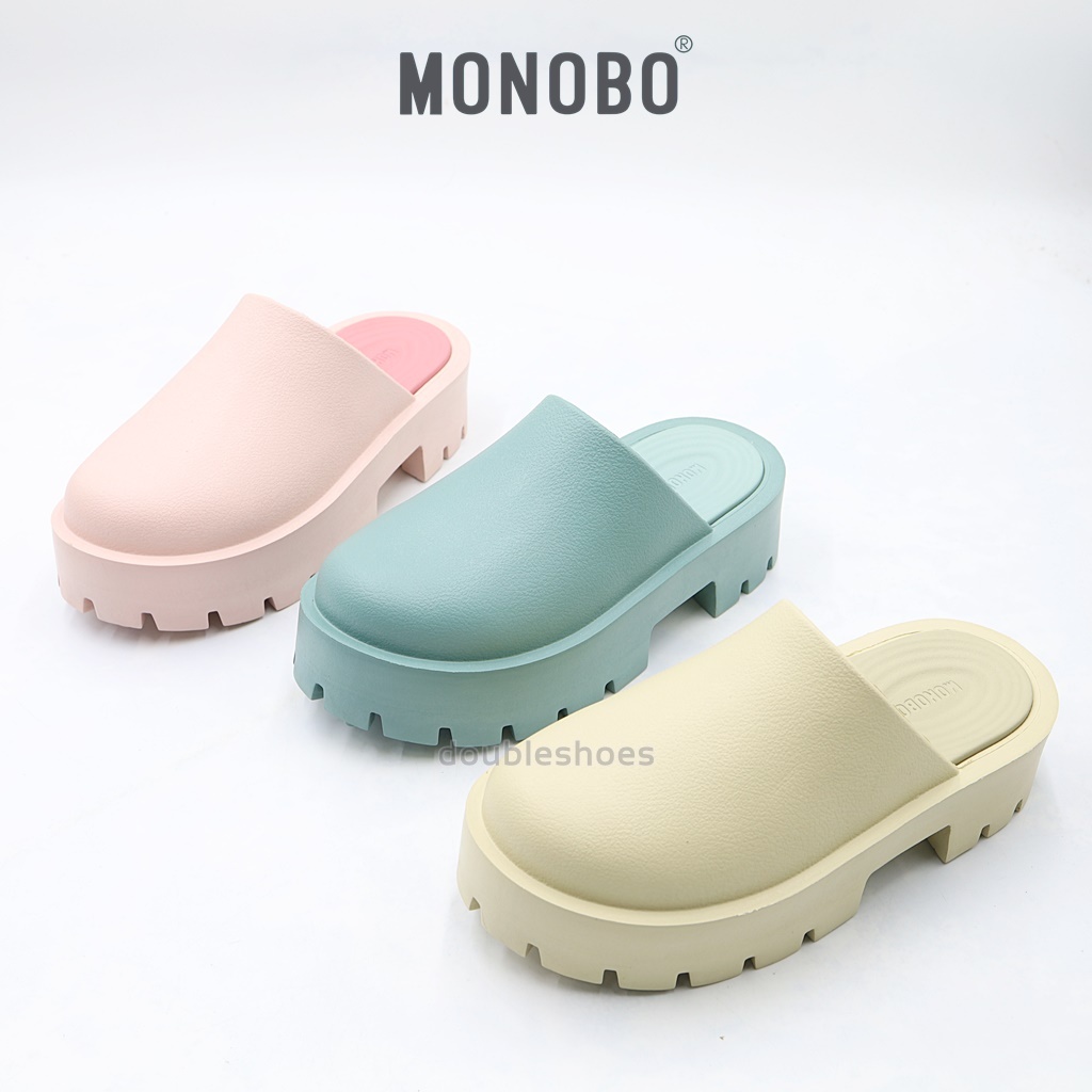 Monobo รองเท้าแตะแบบสวมแฟชั่นเสริมส้น รุ่น Grace สี เบจอ่อน , ชมพูพาสเทล , เขียวอ่อน ไซส์ 5 – 8