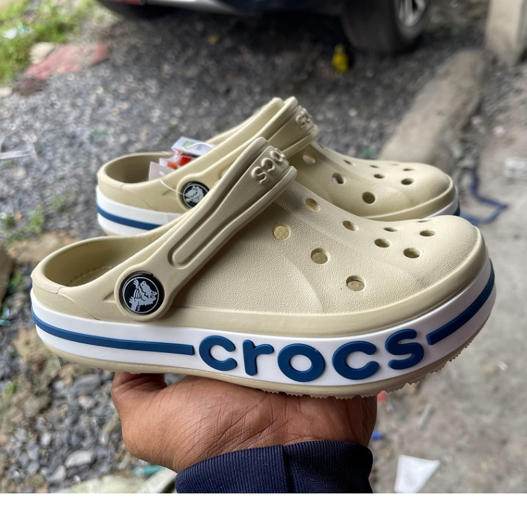 Crocs BayaBand Kid's Clog รองเท้าแตะหัวโต สวมรัดส้น Size {C8-J3(24-35) 5 Colors (Black-Navy-Blue-White-Bone)}