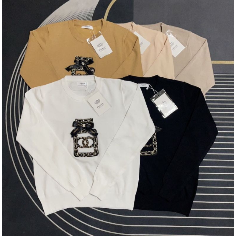 GoodNine พร้อมส่ง เสื้อไหมพรมแขนยาวเนื้อไม่หนามากใส่กำลังสบายใส่ได้ทุกฤดูสวยปักสวยหรูอะไหล่จัดเต็ม