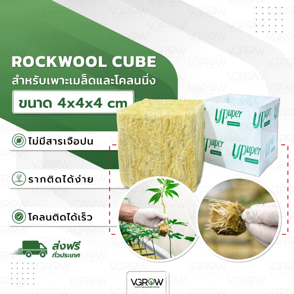 UPuper Rockwool Cubes ร็อควูลก้อน ขนาด4x4cm วัสดุเพาะชำ วัสดุใยหินปลูกต้นไม้ ใยหินปลูกต้นไม้ก้อนเล็ก