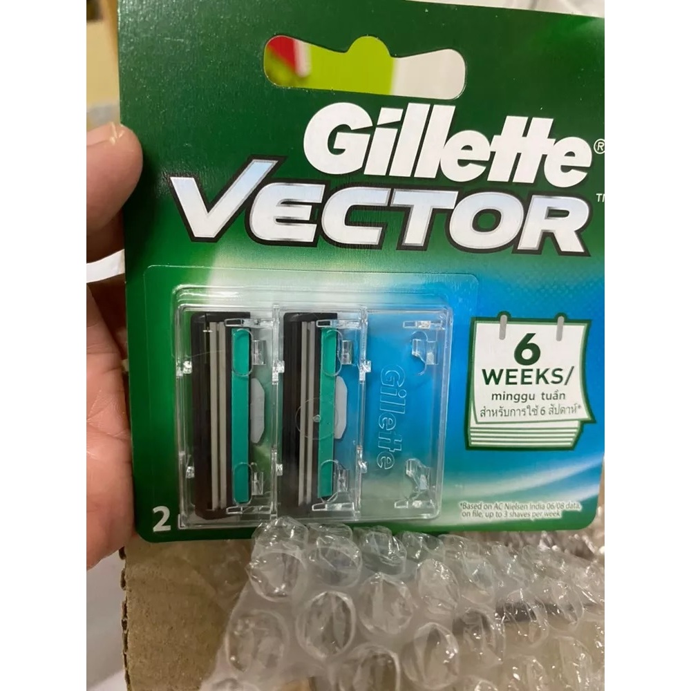 Gillette ยิลเลตต์ เวคเตอร์ โรงงานไทย Vector ใบมีดโกน 2 ชิ้น