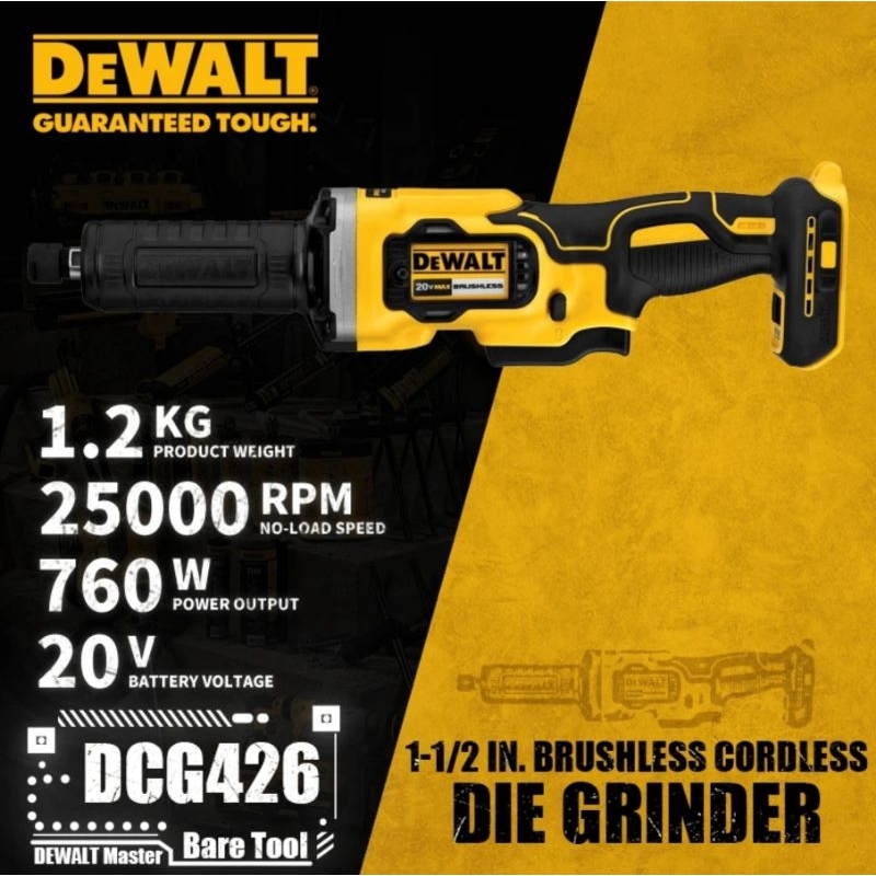 DEWALT รุ่น DCG426N-XJ เครื่องเจียรคอตรงไร้สาย 18V ขนาด 6 มม. (เฉพาะตัวเครื่อง) DCG426