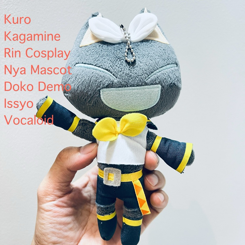 พวงกุญแจ ตุ๊กตา งานแรร์ หายาก Kuro Kagamine Rin Cosplay Nya Mascot Doko Demo Issyo Vocaloid ป้าย TAI