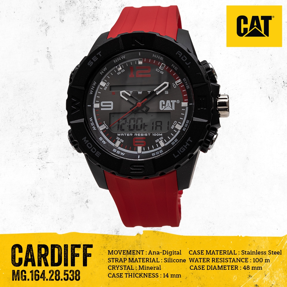 นาฬิกา นาฬิกาสายรัดข้อมือ กันน้ำได้ ประกันศูนย์ 1 ปี  CATERPILLAR นาฬิกาข้อมือผู้ชาย CAT WATCHES รุ่น MG.164