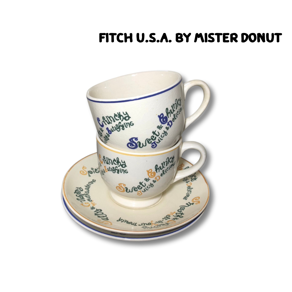 Vintage Mister Donut by Fitch U.S.A. ​แก้วกาแฟพร้อมจานรอง