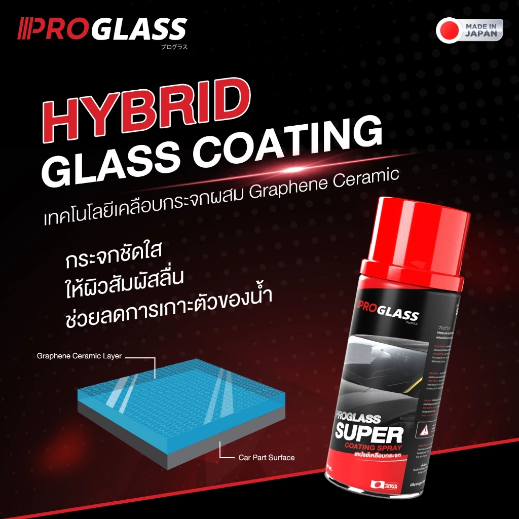 สเปรย์เคลือบกระจก เคลือบกระจกรถยนต์ น้ำยาเคลือบกระจก กันน้ำเกาะ PROGLASS thumbnail 3