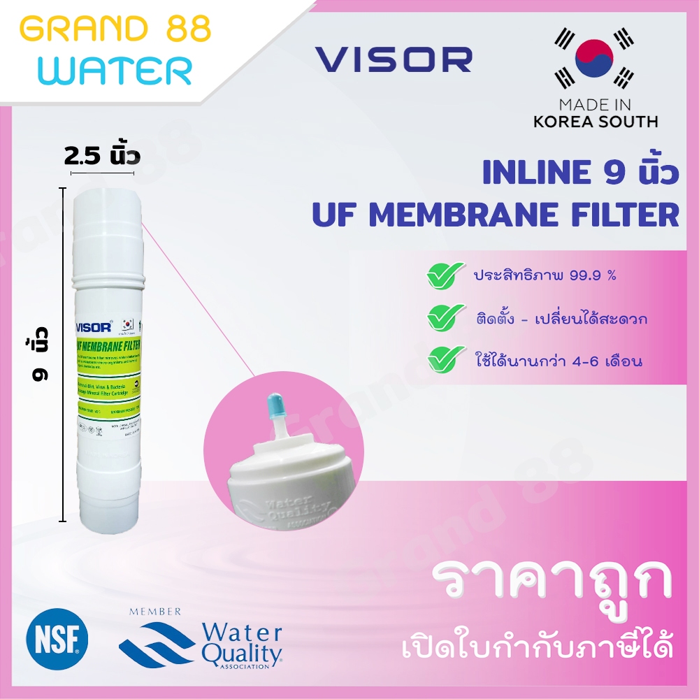 ไส้กรองน้ำ UF Membrame ยี่ห้อ Visor ขนาด 8 นิ้ว U-Type และ 9 นิ้ว  I-Type แบบเสียบ ของแท้-ราคาถูก แบรนด์เกาหลี 100 %