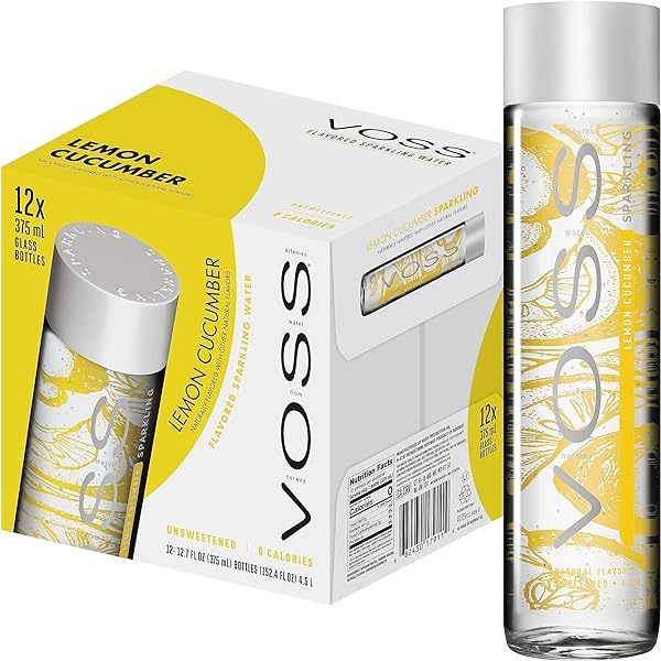 📌ส่งฟรี🌟พร้อมส่ง🌟VOSS Flavored Sparkling 375 ml 12 bottle(Glass) Flavored Lemon cucumber  กลิ่นผลไม้