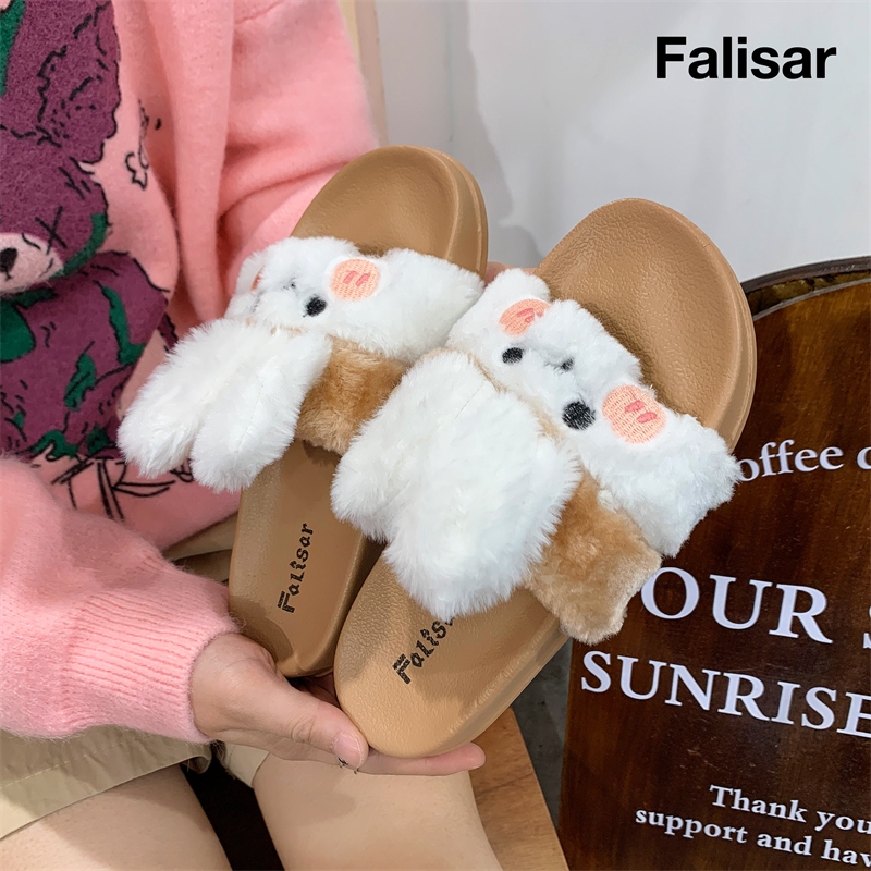 Falisar รองเท้าเเตะเเฟชั่นผู้หญิง เเบบสวมขนเฟอร์ รุ่น 1768-3