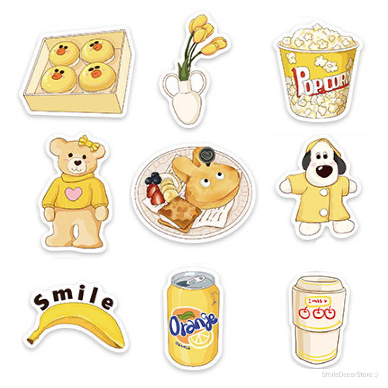 [พร้อมส่ง] สติ๊กเกอร์ Character น่ารัก ธีมสีเหลือง สดใส ชุด 50 ชิ้น กันน้ำ สําหรับติดตกแต่ง - รูปที่ 3