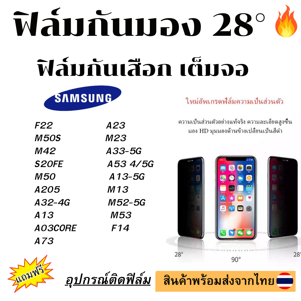 ฟิล์มกันมอง ฟิล์มกันเสือกF22 M50S M42 S20FE M50 A205 A32-4G A13 A03CORE A73 A23 M23 M33 F23 A33-5G A