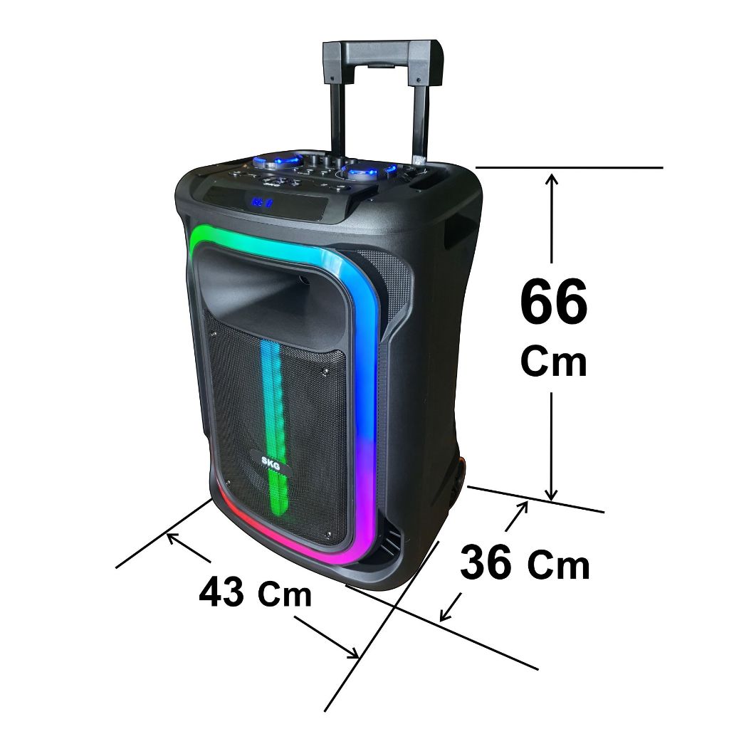 SKG ลำโพงล้อลาก 15 นิ้ว 9000 W ไมค์ลอย=2ตัว ไฟวิบวับ (ปิด-เปิดได้) รุ่น KG-058 สีดำ - รูปที่ 2