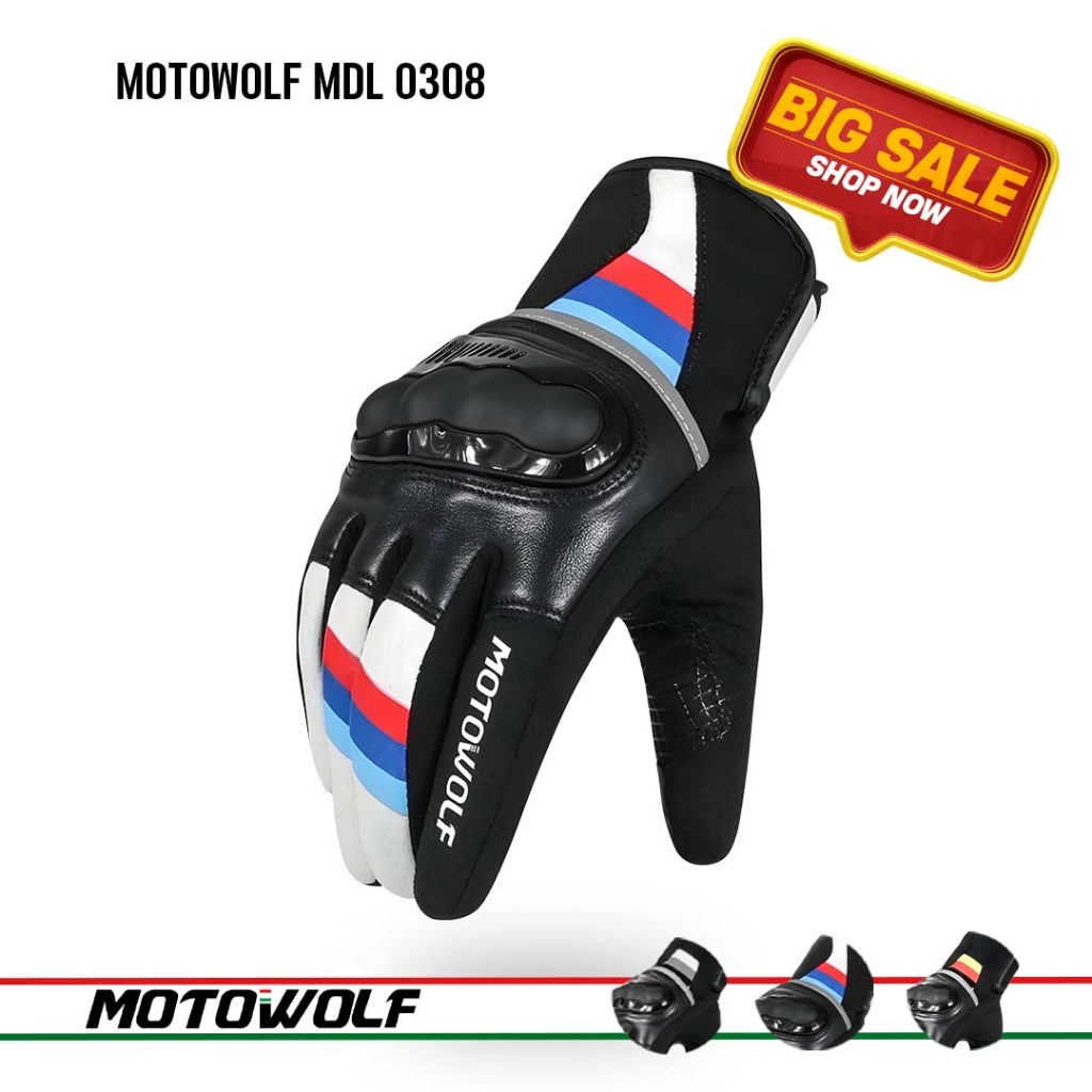 ถุงมือมอเตอร์ไซค์ Motowolf MDL0308